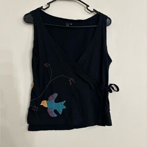 Zig Zag Asian Collection Women M Embroidered Wrap Tank Top